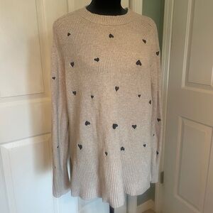 A New Day Tan Sweater with Black Hearts - Size Large